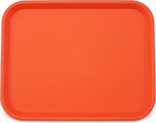 Carlisle FoodService Products Cafe Fast Food Cafeteria Tray with Patterned Surface for Cafeterias, Fast Food, And Dining Room, Plastic, 17.87 X 14 X 0.98 Inches, Orange