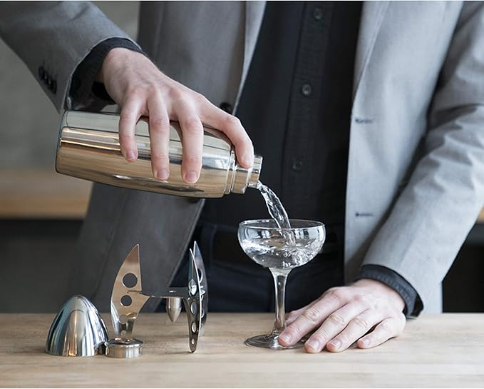 Viski Rocket Cocktail Shaker with Strainer Bar Set for Cold Brew Cocktails, Margarita, Espresso Martini, Stainless Steel Martini Shaker, Home Bar Accessories, Bartending Tools, Bartender Gifts, 24oz