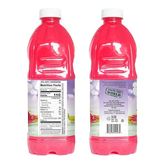 Sunberry Farms Dragon Fruit Nectar 64 fl oz | Exotic Tropical Juice Nectar Made with Real Fruit | No Artificial Flavors or Colors | Refreshing Drink | 1.89 L Family Size Bottle