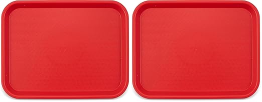 Carlisle FoodService Products Café Standard Cafeteria/Fast Food Tray, 10" x 14", Red (Pack of 2)