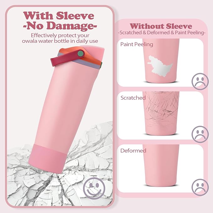 2PCS Silicone Boots for Owala 30oz & 40oz FreeSip Sway Bottles & Tumblers – Non-Slip, Scratch-Resistant, Stability Enhancer for Owala Accessories (Vintage Rose)