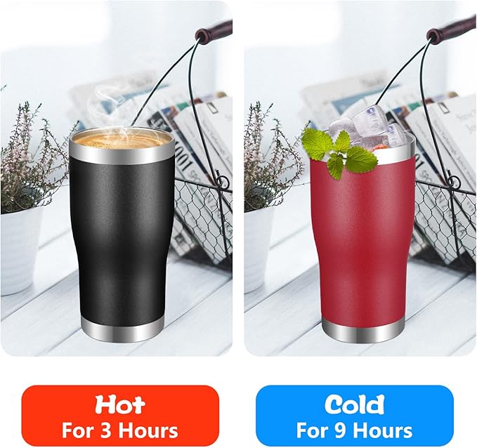 VEGOND 20oz Tumbler Stainless Steel Tumbler Cup with Lid And Straw Vacuum Insulated Double Wall Travel Coffee Mug(Brick Red 6 Pack)