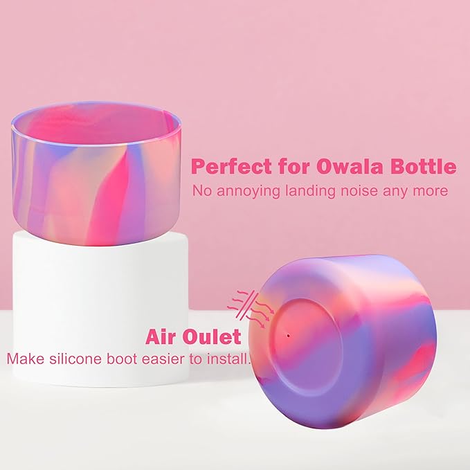HEYSKAY 2PCS Silicone Boot for Owala Flask Water Bottle Anti-Slip Protective Sleeve for Owala Twist,FreeSip and Flip Stainless Steel Water Bottle BPA-Free Boot Bottom Base