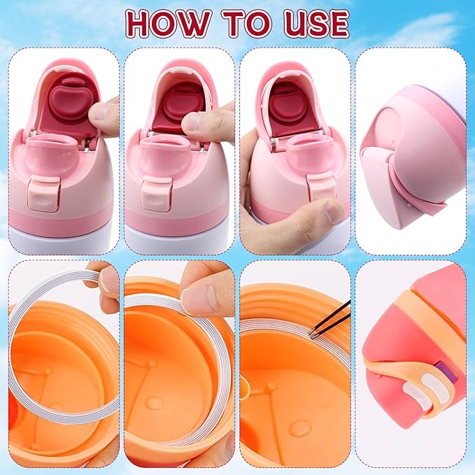 2 Sets Replacement Rubber Stopper and O Ring Gasket Compatible with Owala FreeSip 24oz 32oz,Water Bottle Lid Insert Cap Seal Parts for Owala 16/19/24/32/40oz Mouthpiece Accessories B2S4