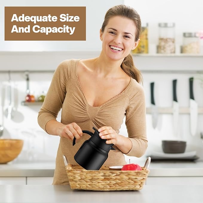 4 Pcs Thermal Coffee Carafe for Keeping Hot/Cold 27 oz Stainless Steel Small Coffee Creamer Container Double Wall Vacuum Insulated Tea Pot Beverage Dispenser for Milk Hot Chocolates