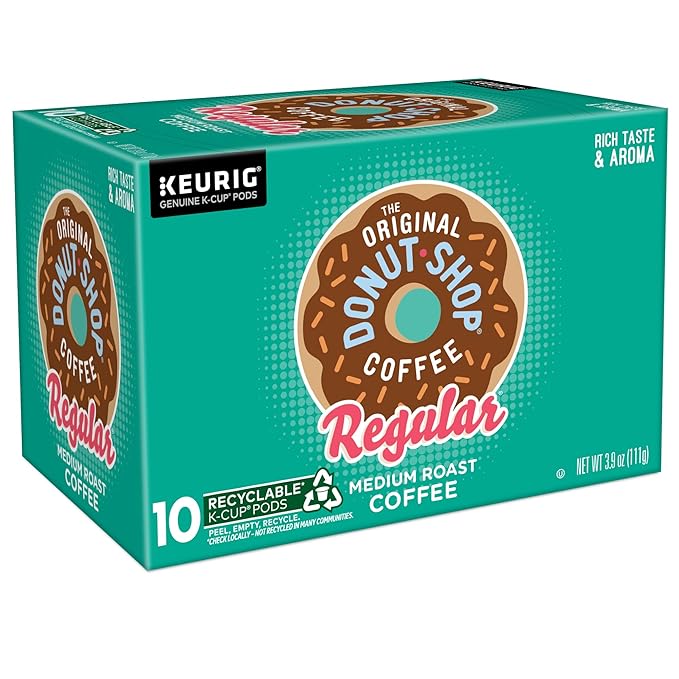 The Original Donut Shop Regular, Keurig Single Serve K-Cup Pods, Medium Roast Coffee, 60 Count, (6 Packs of 10)