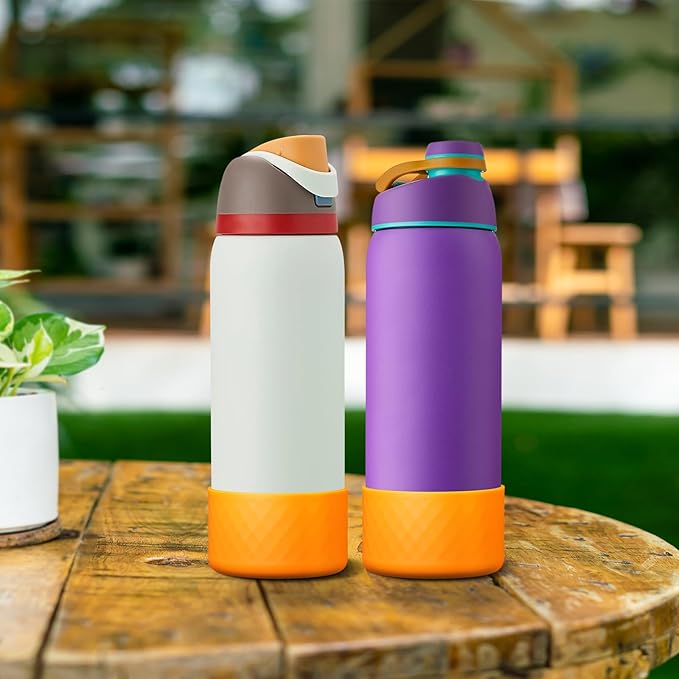 2PCS Silicone Water Bottle Boot for Owala 24oz 32oz 40oz, Anti-Slip Protective Sleeve Bottom Bumper Protector for FreeSip, Twist, and Flip Stainless Steel Water Bottles