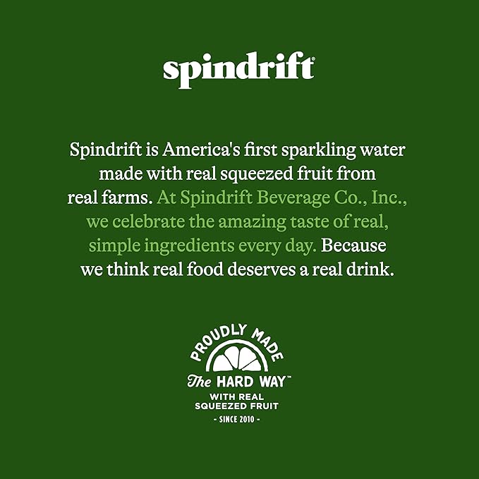 Spindrift Sparkling Water, Yuzu Mandarin Flavored, Made with Real Squeezed Fruit, 12 Fl OZ Cans, Pack of 24 (Only 6 Calories per Can)