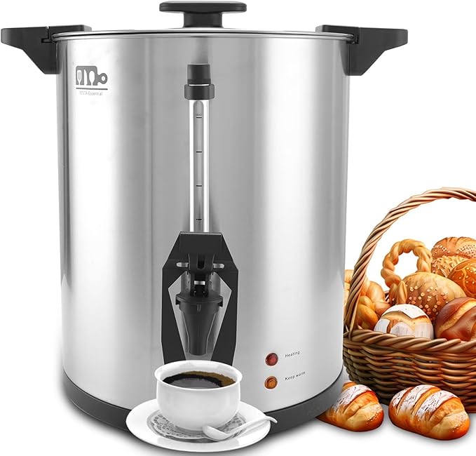 45 Cup 8L/2.11Gallon Commercial Coffee Urn, Festa Essential 950W Large Percolate Coffee Maker, Hot Beverage dispenser With Double Dripless Faucet,Quick-Brewing Hot Water Urn for Catering,Home,Events