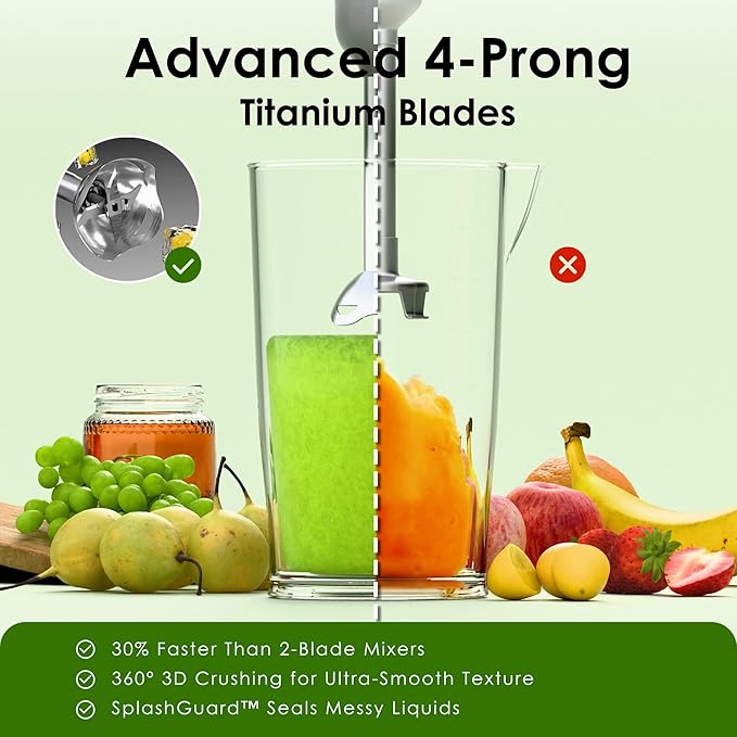 Cordless Immersion Hand Blender, 5-in-1 Variable Speed blender handheld,Rechargeable with 2000mAh Battery, BPA-Free & Dishwasher-Safe Accessories:700ml Beaker,Chopper,Whisk & Milk Frother,Plum