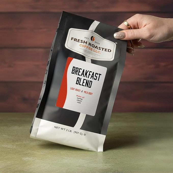 Fresh Roasted Coffee, Breakfast Blend, 2 lb (32 oz), Light Roast, Kosher, Whole Bean