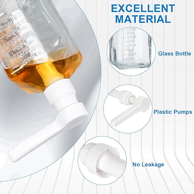 Uceoo Coffee Syrup Dispenser, Glass Syrup Bottle With Plastic Pump, 37 Oz Large Capacity Square Syrup Pump Dispensers for Coffee Bar, Simple Clear Pump Bottle for Honey, Condiments, Salad Dressings