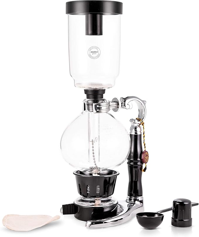 Yama Glass 5 Cup Tabletop Siphon (Syphon) (Alcohol Burner), 20-Ounce, Clear