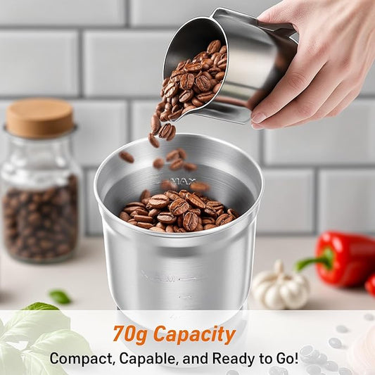 Secura Electric Coffee Grinder and Spice Grinder with 1 Stainless Steel Blades Removable Bowl, Dry Grinding