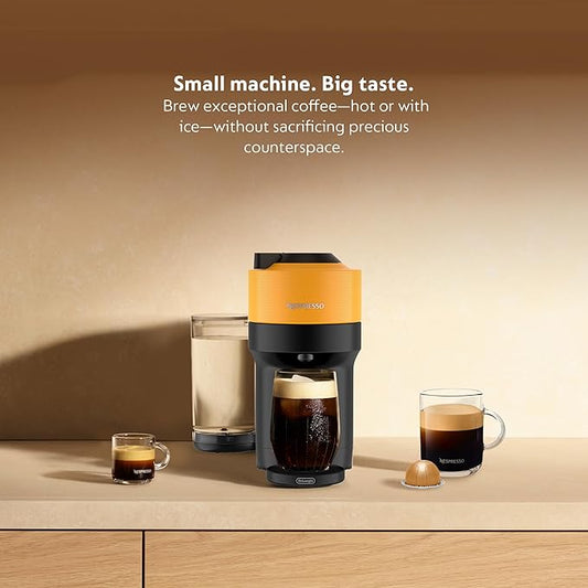 Nespresso Vertuo Pop+ by De'Longhi with Aeroccino, 1500 watts, Mango Yellow