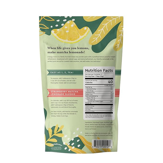 Matchalicious Matcha Lemonade Premium Japanese Green Tea Powder & REAL Lemon Crystals | Just Add Water, Dissolves Easily 6oz
