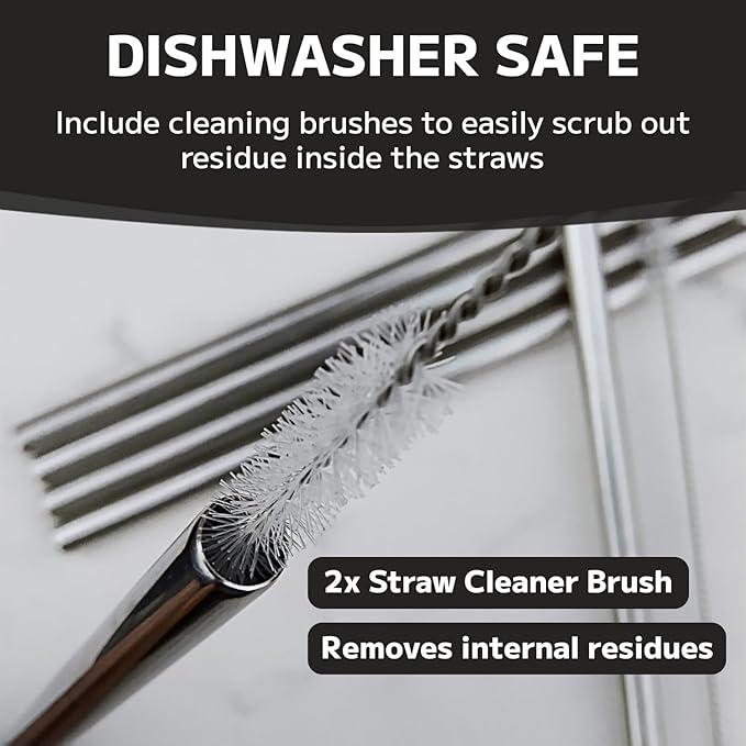 MIMORE Metal Straw for Owala 16 oz - 6 PCS Satinless Steel Straws Compatible with Owala Straw Replacement - Resuable & Dishwasher Safe