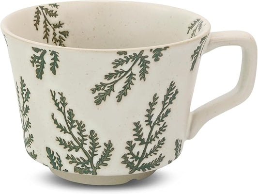 LINVIA Ceramic Coffee Mug, 12 oz Novelty Unique Teacup with Handle, Stoneware Cup for Tea Mocha Latte Cappuccino Espresso (Leaf)