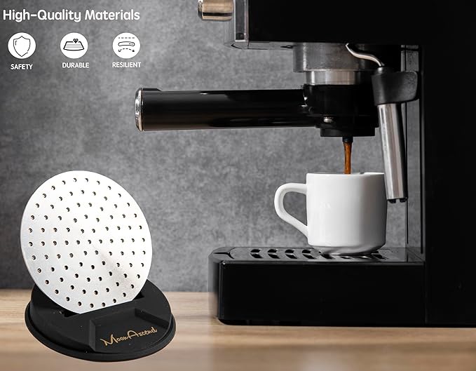Coffee Puck Screen Holder - Silicone Puck Screen Stand - Compatible with 51mm 53.3mm 58.5mm, 3 Coffee Filters - Easy to clean Puck Screen Holder - Black