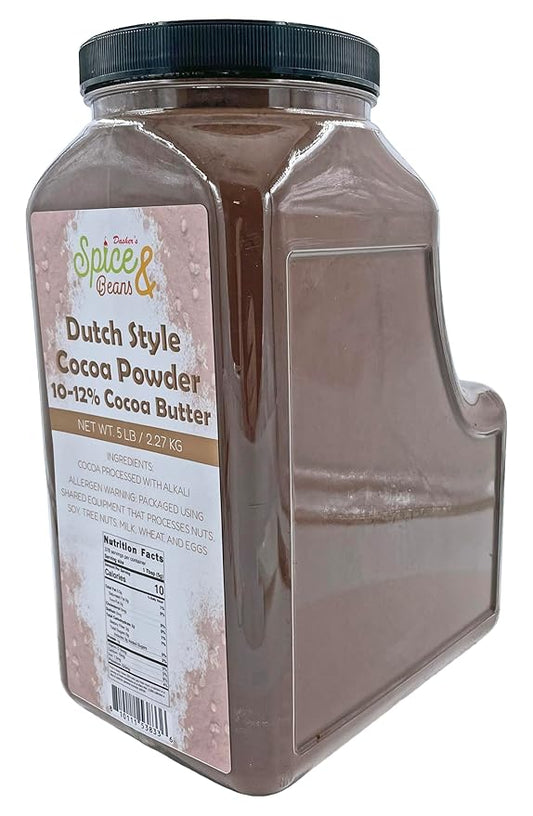 Dutch Style Cocoa Powder | 100% Cocoa Powder | Unsweetened |By Dasher's Spice & Beans | 5 lb. Container