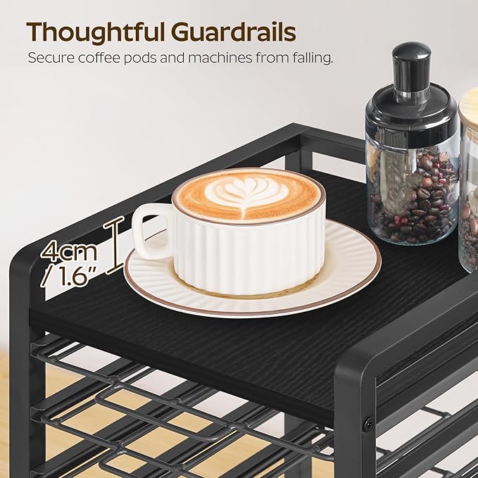 Coffee Pod Drawer Holder, 4 Tier Organizer for K Cup, 80 Pods Capacity, Spacious Storage Rack for K Cup, Space Saving, Easy Assembly, Black KH04BBY1