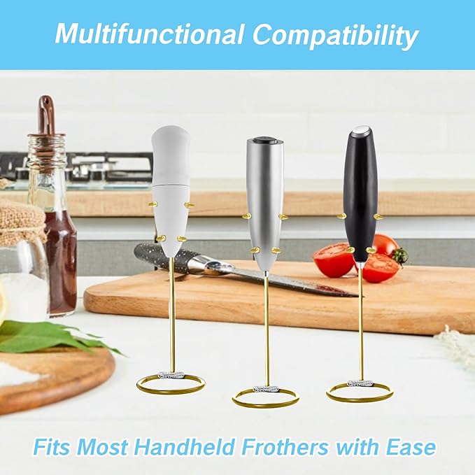Frother Stand Kitchen Milk For Coffee Stainless Steel Stand Fits for Multiple Types of Coffee Frothers - Heavy Duty Stand Ideal(Gold)