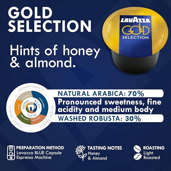 Lavazza Blue Capsules Coffee Pods Variety Pack – 100 Count (2 Packs of 50) – Top Class & Gold Selection Medium Roast Espresso – Compatible with Lavazza LB Machines Only