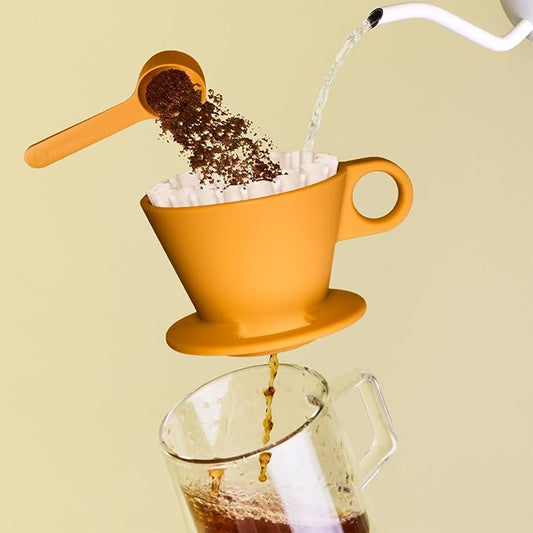 Verve Dwell Dripper Pour Over Coffee Maker Set, Non-Electric Coffee Dripper, Manual Brew Maker (Yellow)