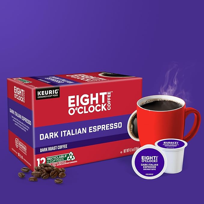 Eight O'Clock Coffee Dark Italian Roast Keurig Single-Serve K-Cup Pods, Dark Roast Coffee, 72 Count
