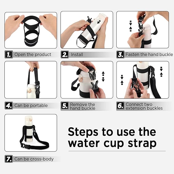 EasyAcc Water Bottle Holder Strap Sling, for Owala FreeSip 24 32 40 oz, Hydro Flask, Cirkul, Yeti, Stanley Flip, Universal Water Bottles, with Carabiner, for Walking Curise Travel (Bottle Excluded)