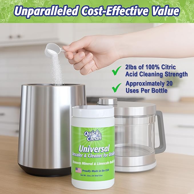 Quick & Clean Universal Descaler - 2lbs - Made in the USA - Granule Descaling Powder for Distilling Machines & More - Removes Mineral & Limescale Build Up