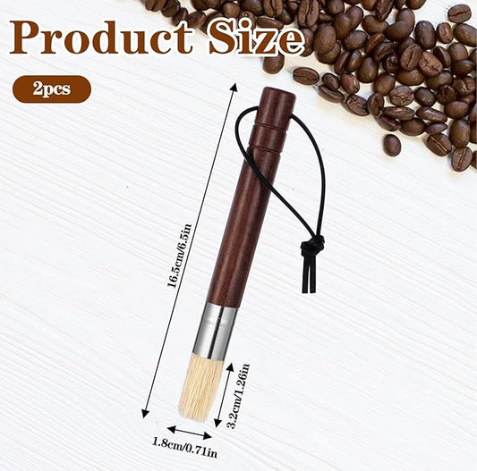 2 Pack Coffee Grinder Cleaning Brush, Espresso Machine Brush with Wooden Handle and Natural Bristles, Coffee Grinder Cleaner Brushes for Home Kitchen Espresso Machine Cleaner Tool