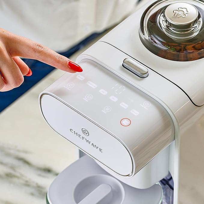 ChefWave Milkmade Soy Milk Maker (Silver/White) 6-in-1 Vegan Plant-Based Milk Machine with Auto Clean, and Delay Start, Almond, Oat, Soy, Cashew, Coconut, Macadamia Milk Maker with Nut Platter