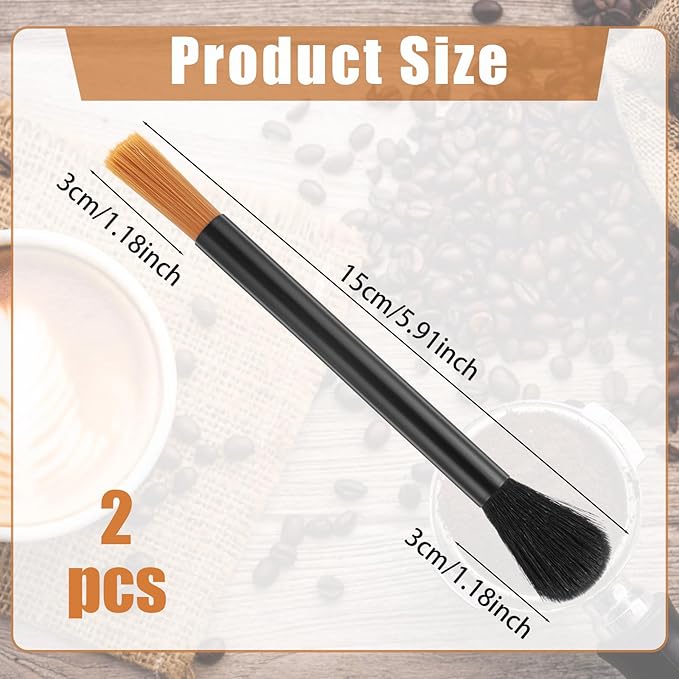 Ymapinc 2Pcs Coffee Grinder Cleaner Brush - Dual Head Coffee Machine Grinder Cleaning & Dusting Brush, Barista Tools for Espresso Home Kitchen Use