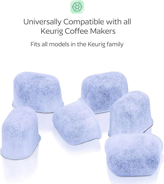 Keurig Filter Replacement - 6 Water Filters for Keurig K-Mini, K-Supreme, K-Slim, K-Express, K-Classic, K-Duo, K-Duo Hot & Iced, K-Elite, K-Select, K-Cafe, K-Compact, 2.0 and 1.0 Brewers