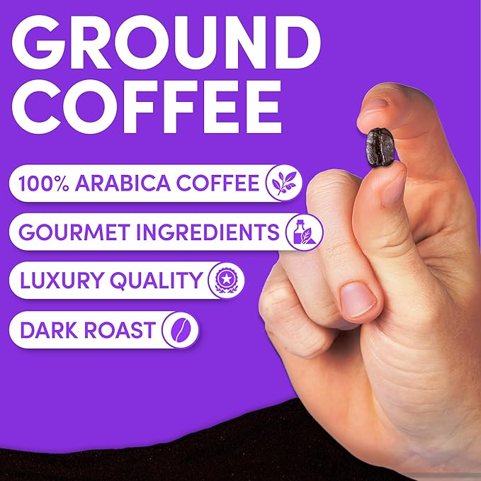 French Roast Ground Coffee | Dark Roast European Coffee | Extra Bold Strong Ground | Low Acid, Specialty Grade | 12 oz