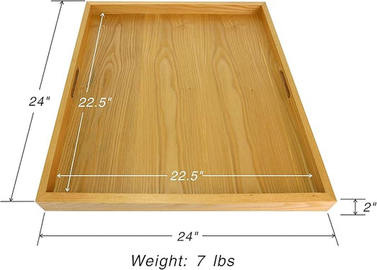 BARsics 24x24 inches Square Oak Wooden Ottoman Tray, Large Living Room Serving Tray
