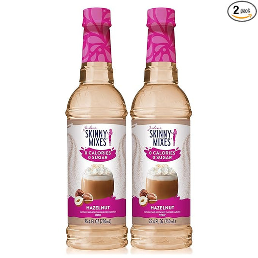 Jordan's Skinny Mixes Syrups, Hazelnut Coffee Syrup, Sugar Free, 25.4 Ounces (Pack of 2), Zero Calorie Drink Flavoring & Mixes