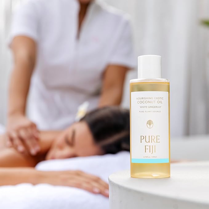 PURE FIJI Nourishing Exotic Coconut Body Oil, White Gingerlily (7.7 fl oz/230ml)