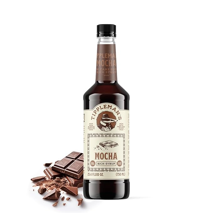 Tippleman's Mocha Coffee Syrup - Rich Flavor for Hot or Iced Drinks, Latte, Tea, Espresso, Cappuccino, Cocktails, & Baking - 25.4 Fl Oz