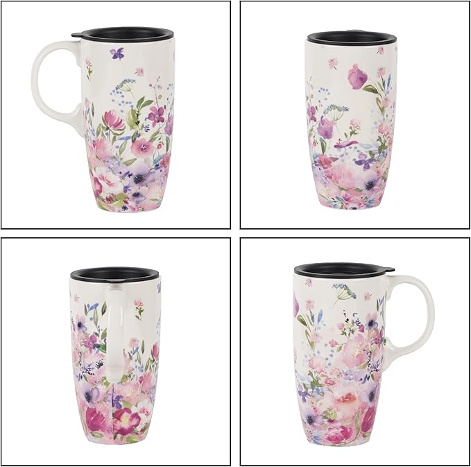 Topadorn Coffee Ceramic Mug-Porcelain Cup,Latte Tea Mug With Lid-17oz,Novelty Coffee Mugs for Men Women Office & Home
