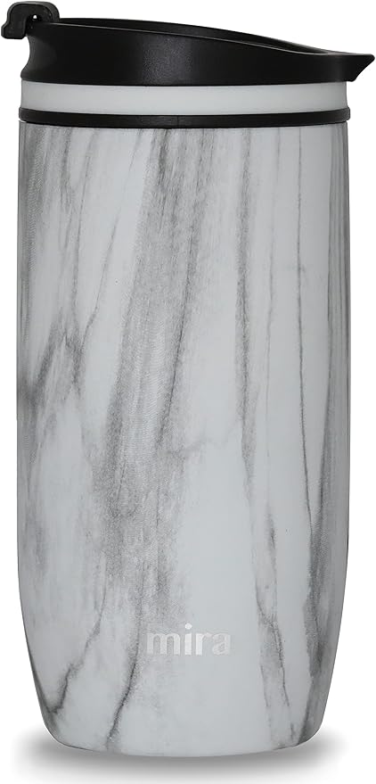 MIRA 16 oz Travel Coffee Mug - Insulated Stainless Steel Tumbler with Screw Lid - French Granite