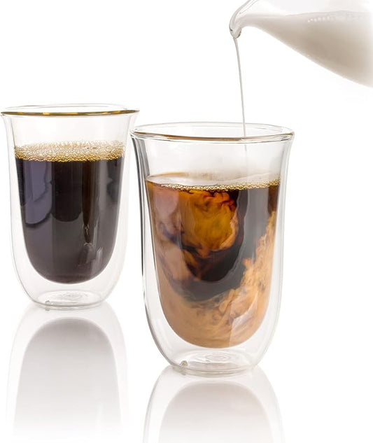 Brod & Taylor Double-Wall Insulated Large Espresso (Latte) Glass Cups (Set of 2, 7.5oz / 220ml)
