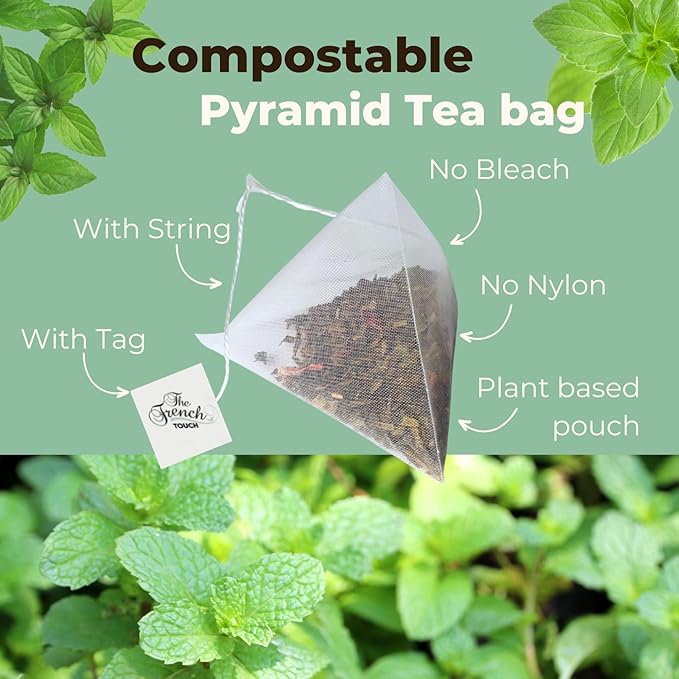 The French Touch Spearmint Tea ORGANIC | 1.5g x 30 Pyramid Bags | 100% Certified USDA Organic | Plant based tea bags | Select Premium Tea (Spearmint) | Caffeine-free