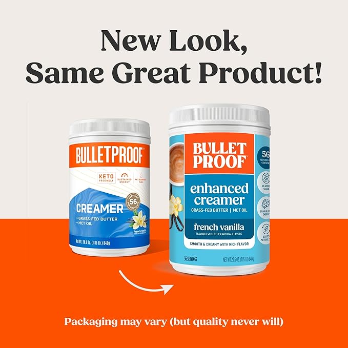 Bulletproof French Vanilla Creamer, 29.6 Ounces, Keto Coffee Creamer with MCT Oil and Grass-Fed Butter, Value Offering, Packaging May Vary