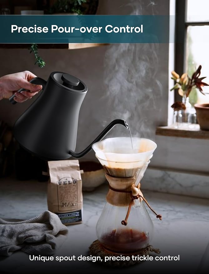 INTASTING Electric Kettles, Gooseneck Electric Kettle, ±1℉ Temperature Control, Stainless Steel Inner, Quick Heating, for Pour Over Coffee, Brew Tea, Boil Hot Water, 0.9L Artisan