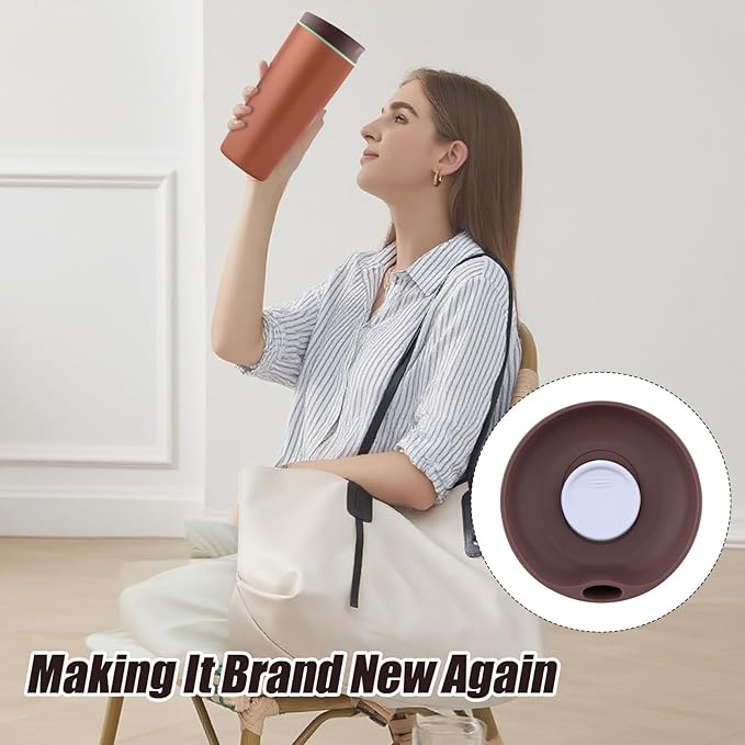 Replacement Lid for Owala SmoothSip Slider 20oz & 12oz, Top Cover Compatible with Owala 24oz Coffee Tumbler, Coffee Travel Mugs Leakproof Accessories, BPA-Free (Light Brown)