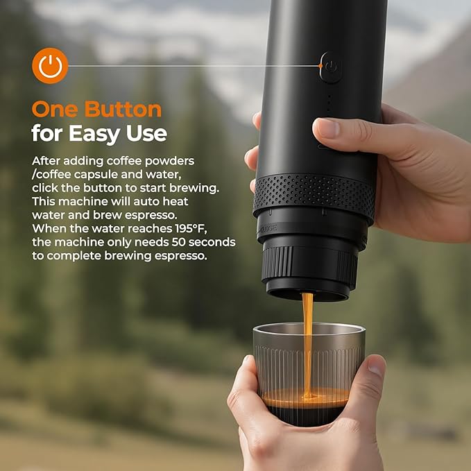 Narcissus Portable Electric Espresso Machine for Travel, 86.6 Watt 2-In-1 Travel Coffee Maker for Max 12g Coffee Powder or NS Capsules, 1.5 Pounds & 7800mAh Battery Capacity, Includes Quick Charger