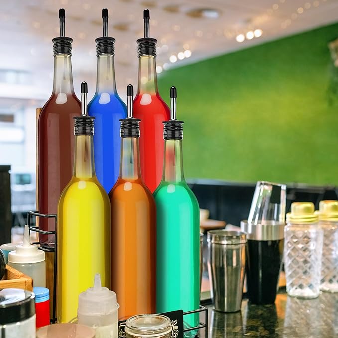 Maxdot 2 Pcs Long Neck Bottle with Pourer 750ml Glass Liquor Bottle juice Pour Bottles Syrup Bottles Glass for Home Wine Liquor Juice Making Wedding Anniversary Party