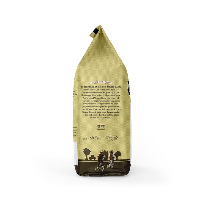 Verena Street 12 Ounce Whole Bean Coffee, Medium Roast, Julien's Breakfast Blend, Rainforest Alliance Certified Arabica Coffee